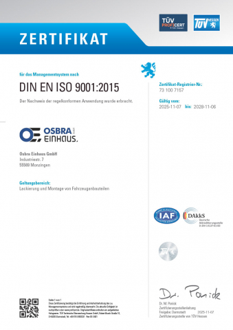 Zertifikat DIN EN ISO9001:2015 DE