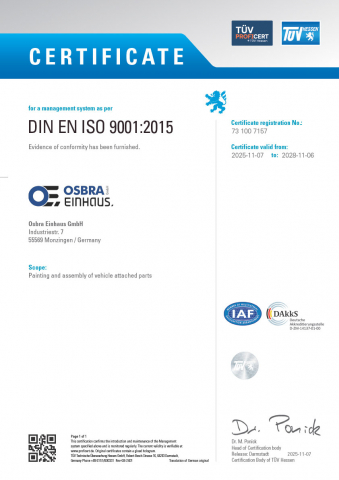 Certificate DIN EN ISO9001:2015 EN