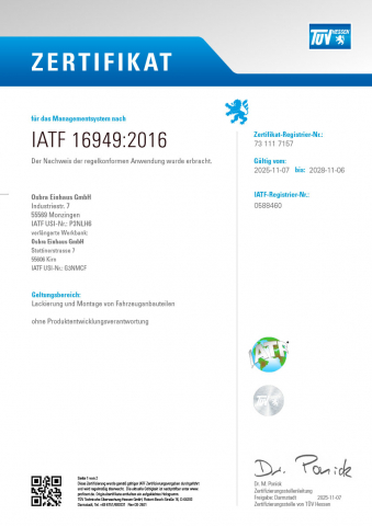 Zertifikat IATF16949:2016 DE Zertifikat IATF16949:2016 DE
